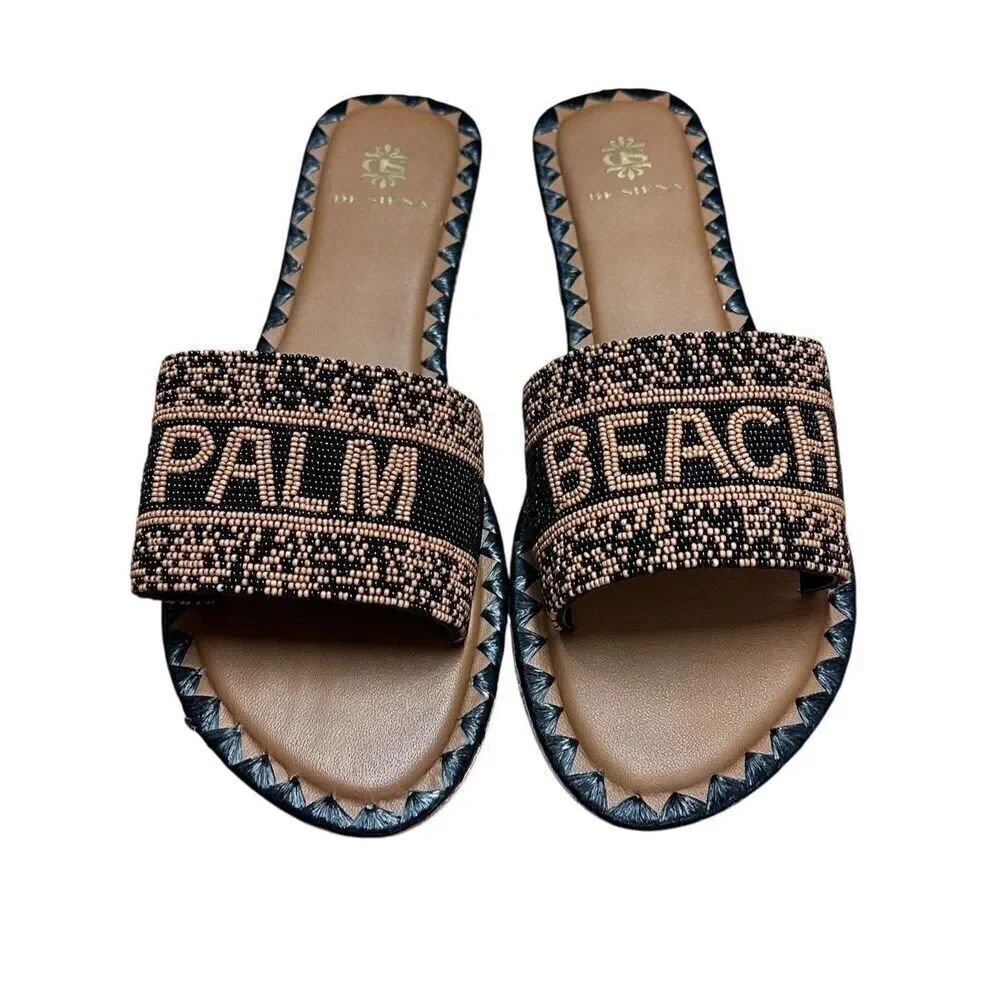 De Siena “Palm Springs “ Flat Sandal in Black & Brown NWT Size 41/USA 11